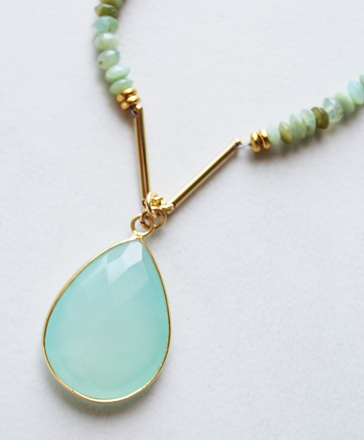 Green Opal and Sea Green Chalcedony Necklace - The Nora Necklace