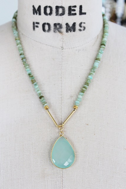 Green Opal and Sea Green Chalcedony Necklace - The Nora Necklace