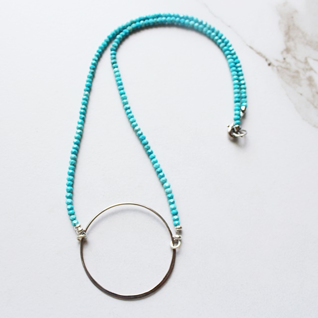 Turquoise and Sterling Silver O Necklace