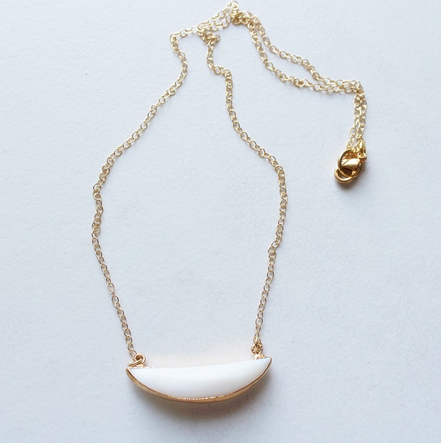 Pearl Crescent Pendant Necklace - The Hallie Necklace