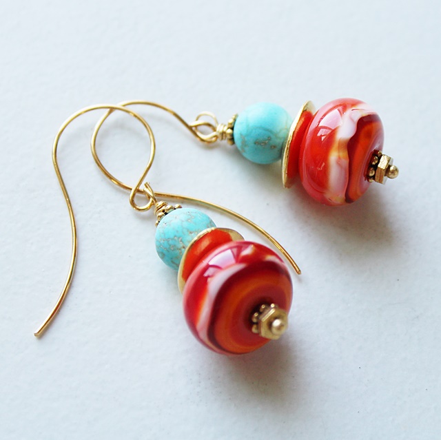 Turquoise and Italian Murano Glass Earrings - The Apris Earrings