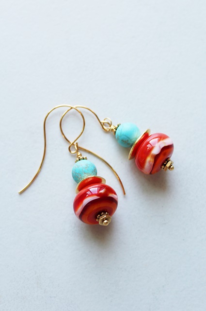 Turquoise and Italian Murano Glass Earrings - The Apris Earrings