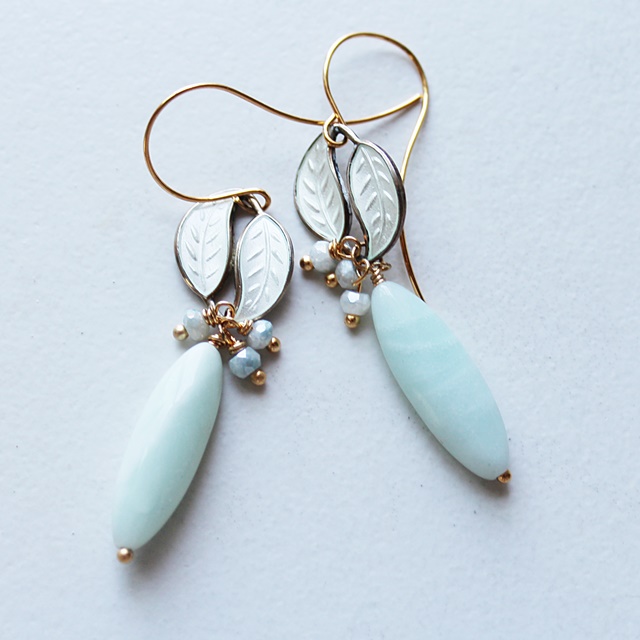 Amazonite and Vintage Enamel Earrings - The Clarissa Earrings