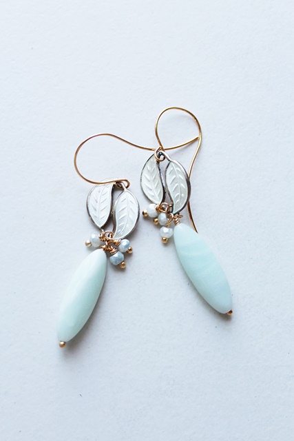 Amazonite and Vintage Enamel Earrings - The Clarissa Earrings