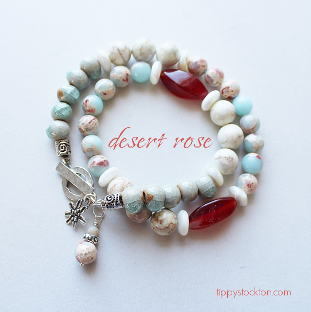 Impression Jasper and Carnelian Double Wrap Bracelet - The Desert Rose Bracelet