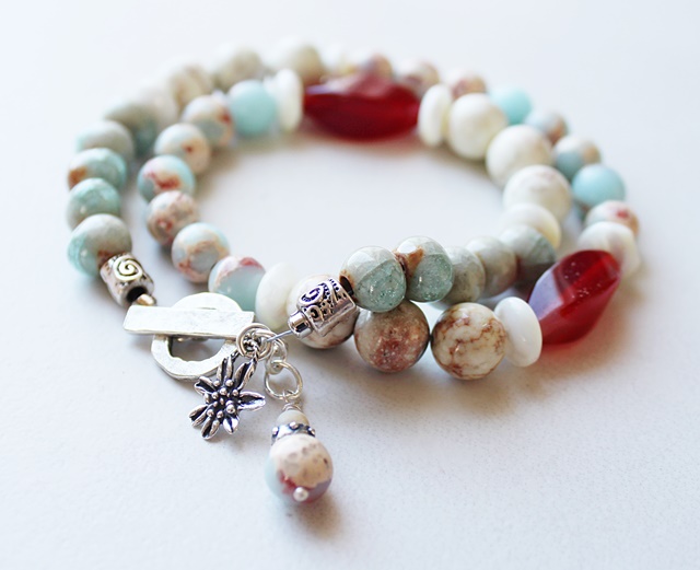 Impression Jasper and Carnelian Double Wrap Bracelet - The Desert Rose Bracelet