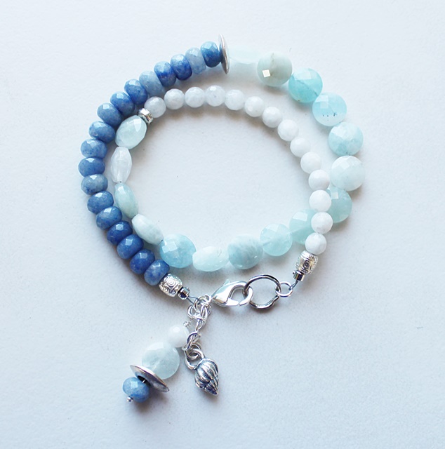 Aquamarine, Blue Adventurine, Moonstone Bracelet - The Sea and Sky Bracelet