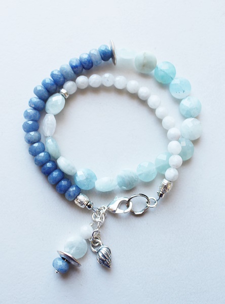 Aquamarine, Blue Adventurine, Moonstone Bracelet - The Sea and Sky Bracelet