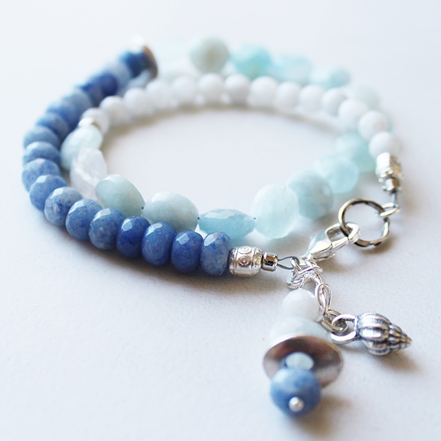 Aquamarine, Blue Adventurine, Moonstone Bracelet - The Sea and Sky Bracelet