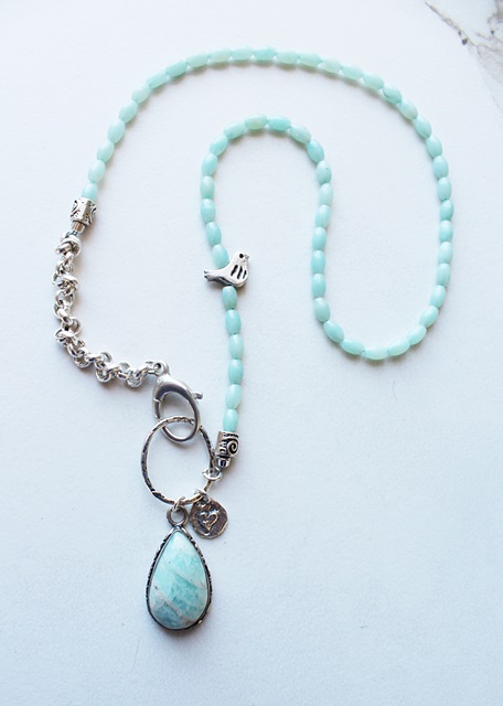 Amazonite and Sterling Silver Necklace - The Robin Necklace