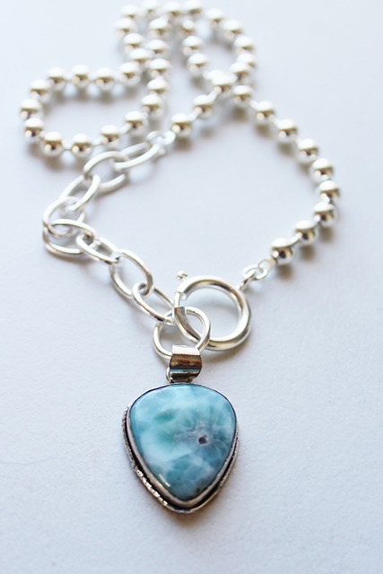 Choose your Pendant - Larimar (2) or Turquoise - The Dori Necklaces