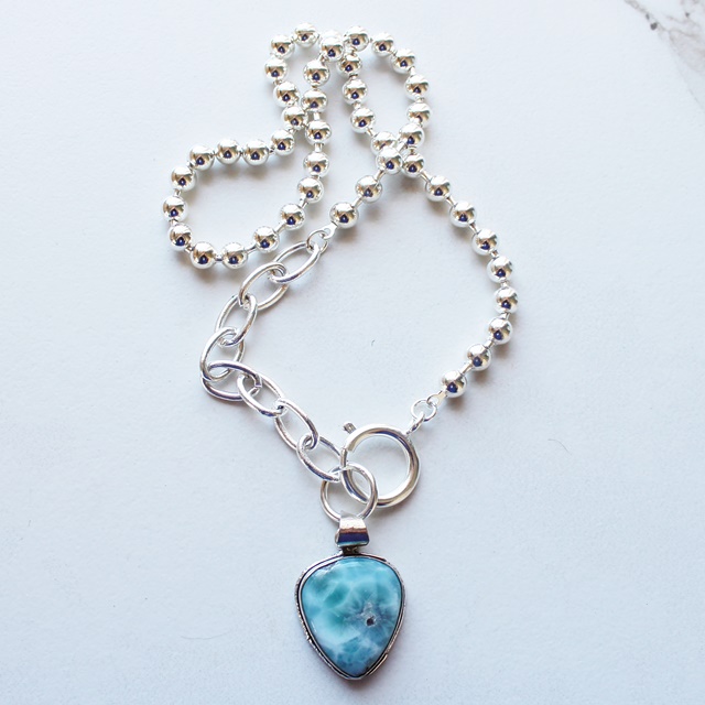 Choose your Pendant - Larimar (2) or Turquoise - The Dori Necklaces