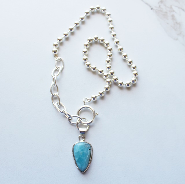 Choose your Pendant - Larimar (2) or Turquoise - The Dori Necklaces