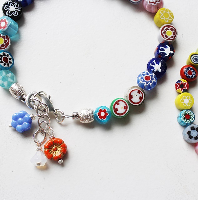 Vintage Italian Murano Glass and Silver Bracelets - Mommy & Me Bracelets