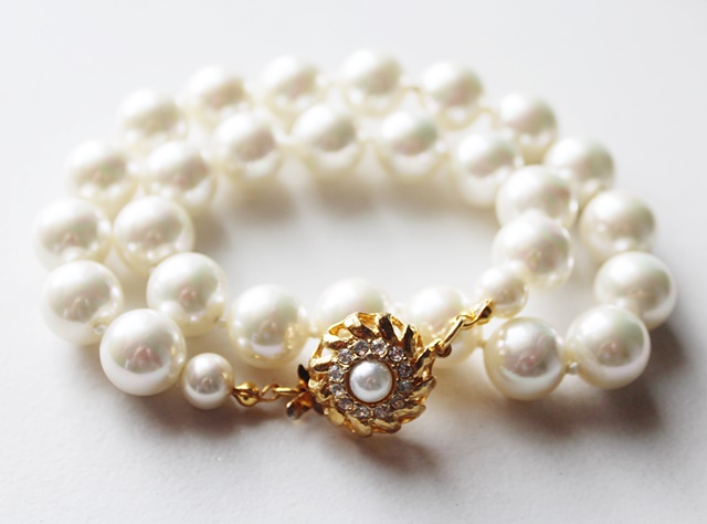 Vintage Glass Pearl Double Wrap Bracelet - The Lauren Bracelet