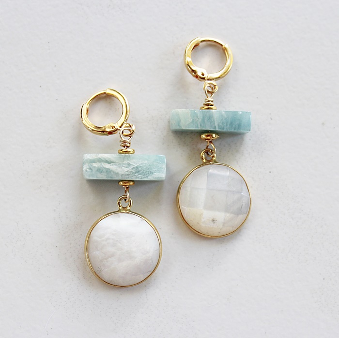 Aquamarine Stack and Mother of Pearl Pendant - The Palmer Necklace