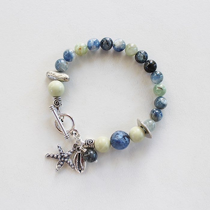 Lime Jade, Chrysocolla, Dumortierite Bracelet - The Clamdigger Bracelet