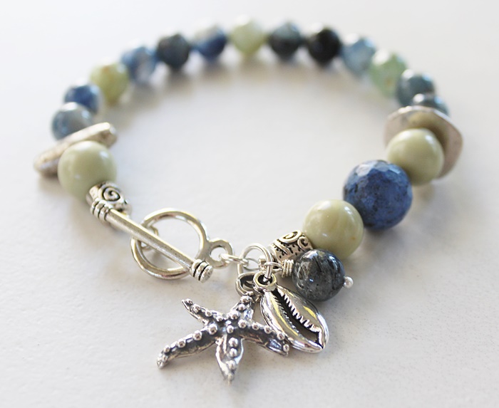 Lime Jade, Chrysocolla, Dumortierite Bracelet - The Clamdigger Bracelet