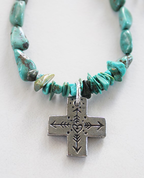 Turquoise Cross (True North) Necklace - The One Necklace