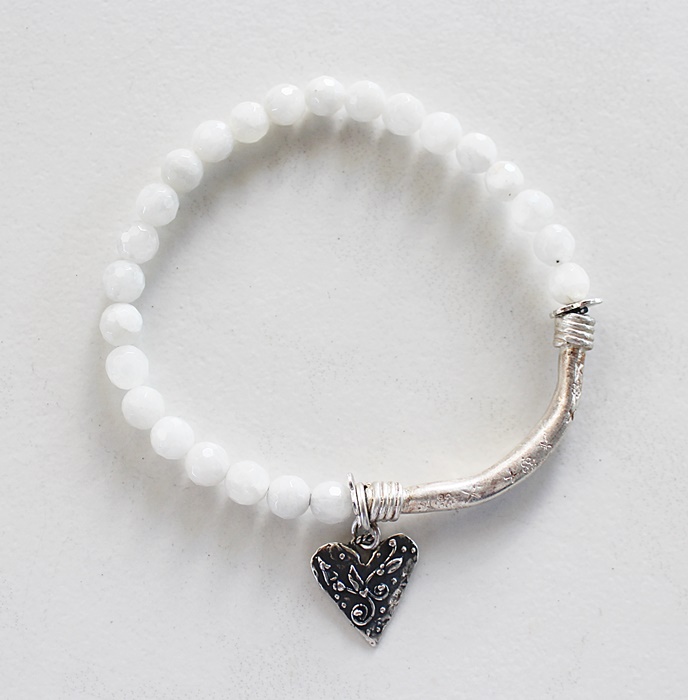 Moonstone and Sterling Stretch Bracelet - The Blanca Bracelet