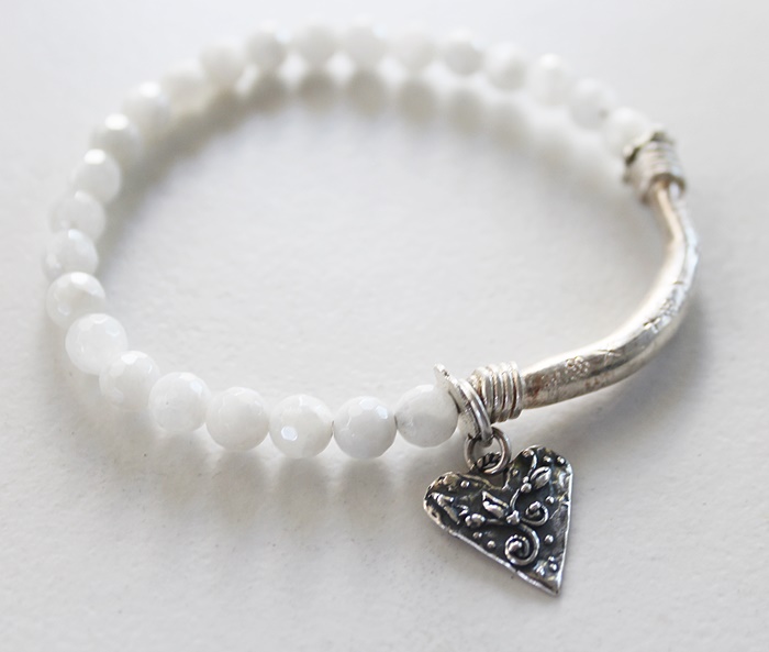 Moonstone and Sterling Stretch Bracelet - The Blanca Bracelet