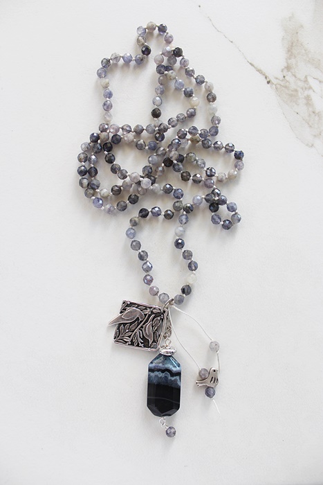 Iolite, Dumorite, and Sterling Silver Necklace - The Hummingbird Necklace