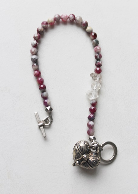 Rubellite Tourmaline Bracelet with Heart Locket - Be Still My Heart Bracelet