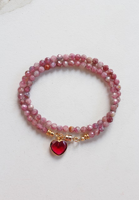 Pink Tourmaline Double Wrap Bracelet - The Tory Bracelet