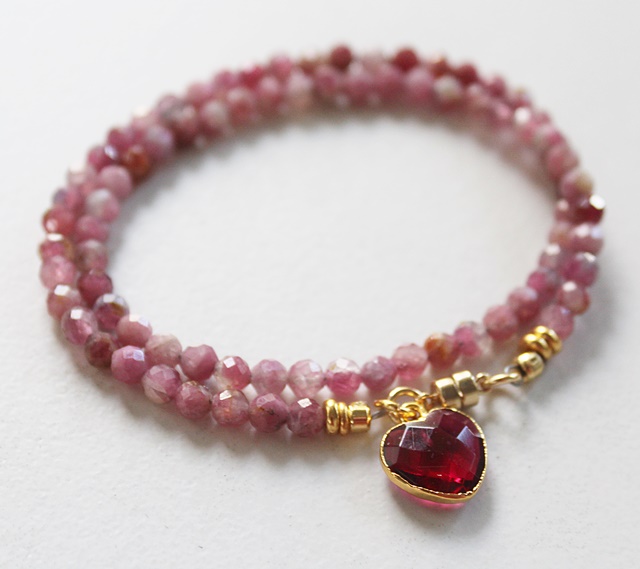 Pink Tourmaline Double Wrap Bracelet - The Tory Bracelet