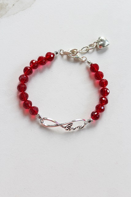 Red Czech Glass LOVE Bracelet - The Adore Bracelet