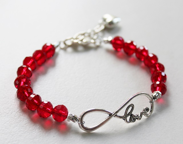 Red Czech Glass LOVE Bracelet - The Adore Bracelet