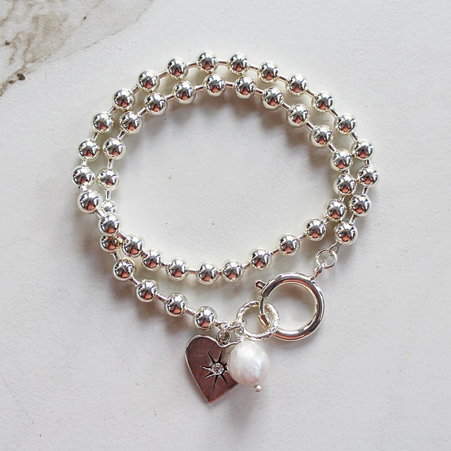 Sterling Silver Clad Double Wrap Bracelet - The Heartsong Bracelet