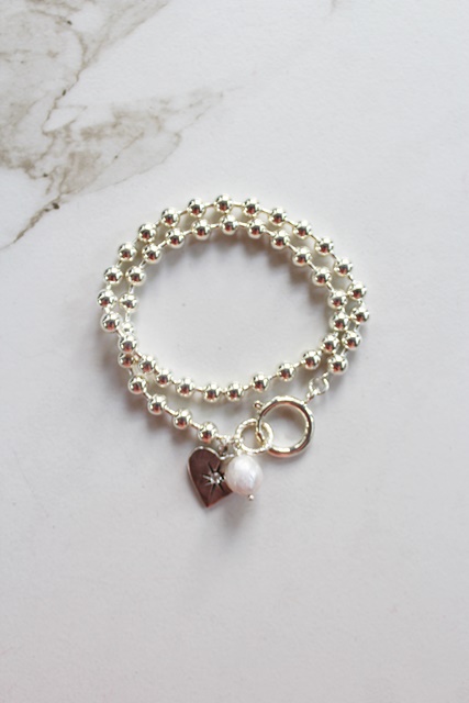 Sterling Silver Clad Double Wrap Bracelet - The Heartsong Bracelet