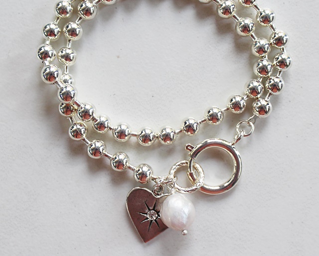 Sterling Silver Clad Double Wrap Bracelet - The Heartsong Bracelet