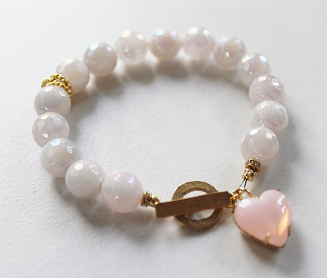 Mystic Pink Rose Quartz and Milky Pink Charm - The Rose Bracelet