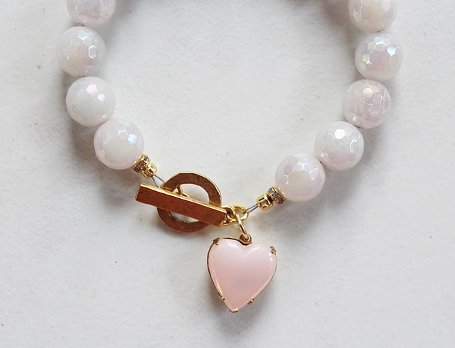 Mystic Pink Rose Quartz and Milky Pink Charm - The Rose Bracelet