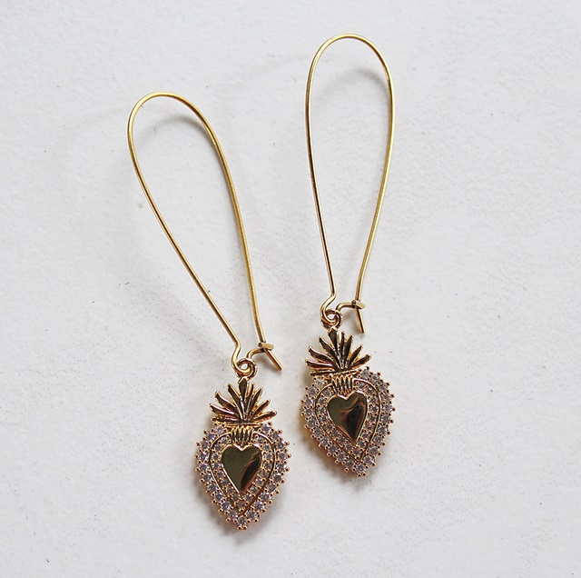 Sacred Heart Rhinestone Studded Earrings - The Promise Earrings