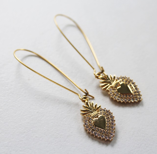 Sacred Heart Rhinestone Studded Earrings - The Promise Earrings