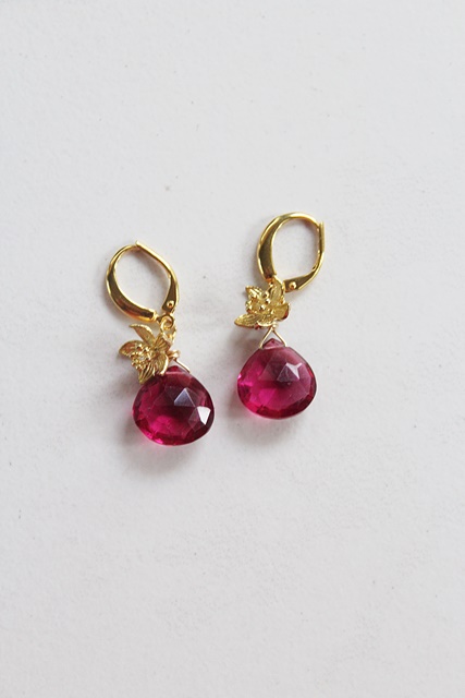 Cherry Quartz and Orchid Earrings - The Hanalei Earrings