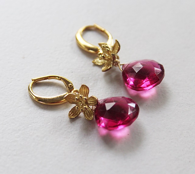 Cherry Quartz and Orchid Earrings - The Hanalei Earrings