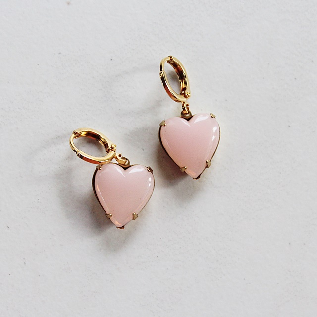 Milk Pink Heart Earrings - The Rose Earrings