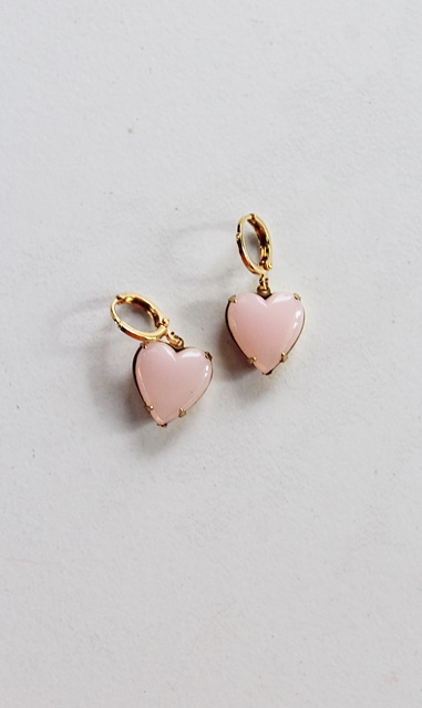 Milk Pink Heart Earrings - The Rose Earrings