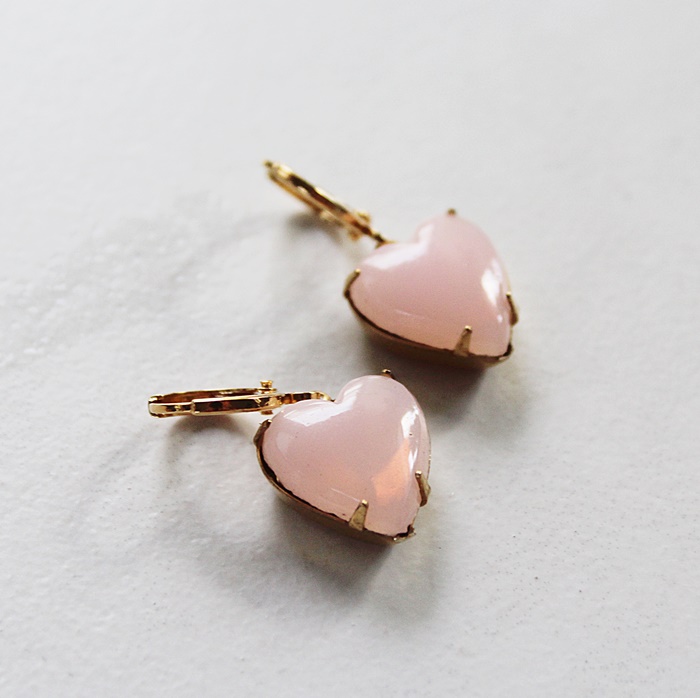 Milk Pink Heart Earrings - The Rose Earrings