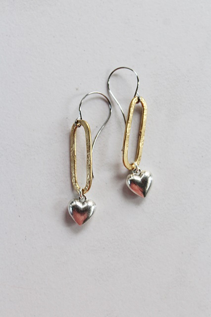 Mixed Metal Heart Dangle Earrings - The Callie Earrings