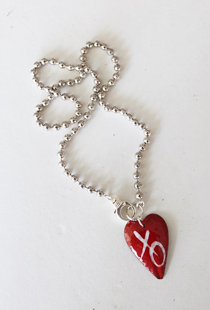 XO Handmade Enamel Heart Necklace