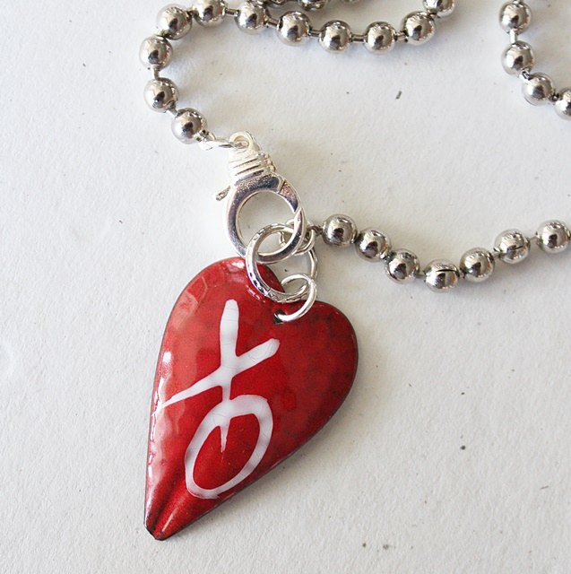 XO Handmade Enamel Heart Necklace