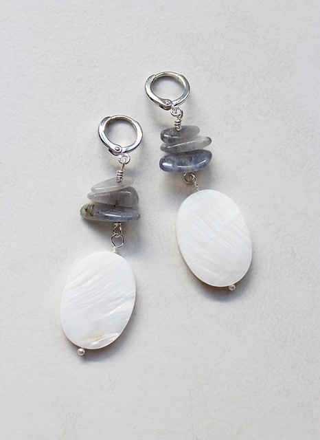 Mother of Pearl and Labradorite Earrings - The Carly Earrings