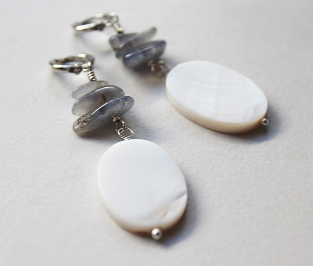 Mother of Pearl and Labradorite Earrings - The Carly Earrings