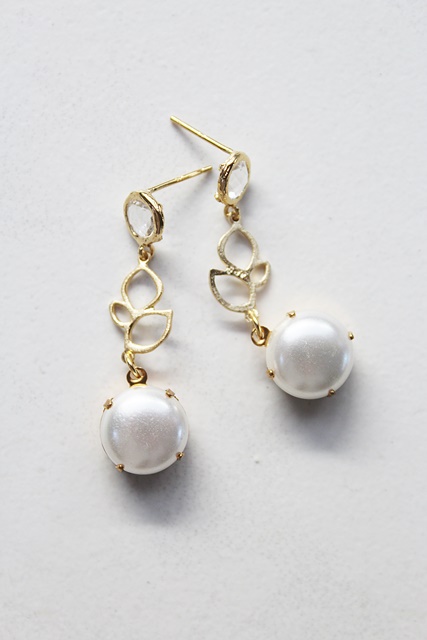CZ Post Earrings with Vintage Pearl Cabachon - The Alanna Earrings