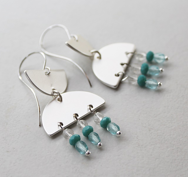 Silver & Aqua Fringe Earrings - The Shelly Earrings